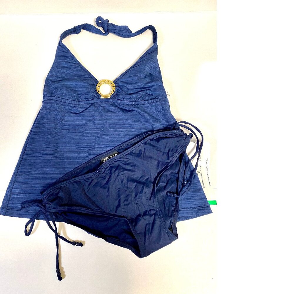 NEW 2pc Mossimo Navy Tankini Top M; Coco Reef Bikini L Swimwear #050
